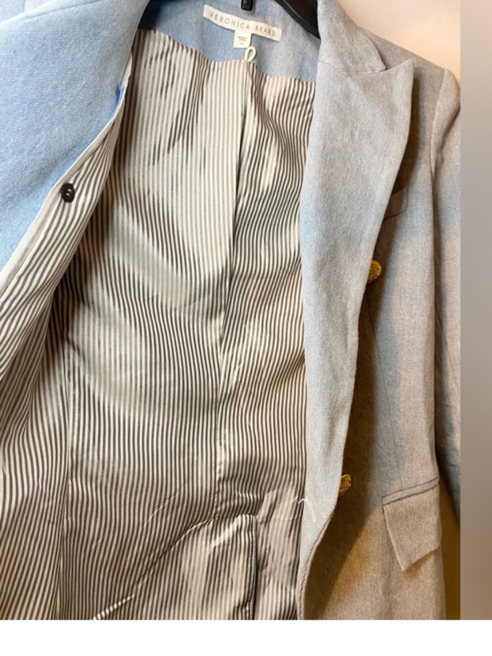Veronica Beard Miller Dickey Denim double-breasted blazer (Size 0) PTP 17.5 EUC - Picture 5 of 5